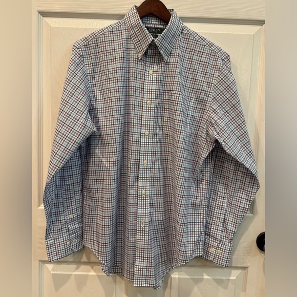 Lauren Ralph Lauren Men’s Shirt Size 16 (34/35) Classic Fit Non-Iron Plaid - Picture 3 of 9